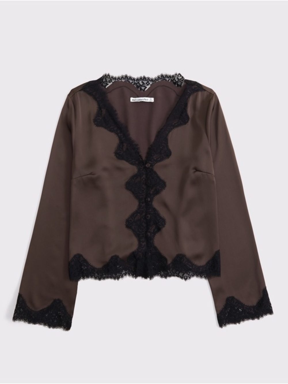 Abercrombie & Fitch Sheer Lace Blouse Brown Y2K Romantic Going Out Top M